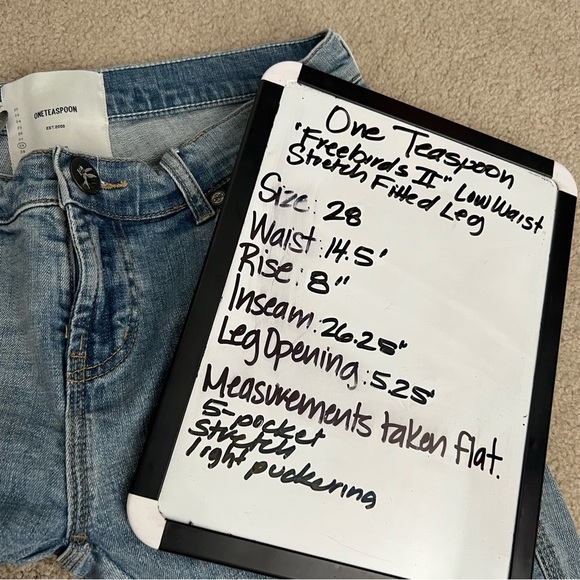 One X One Teaspoon FreeBirds II Low Waist Stretch Jeans Fitted Leg Light Wash - Picture 11 of 11